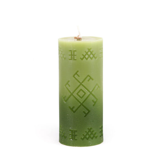 Свеча с латвийским узором «Крест Огня», зелёная