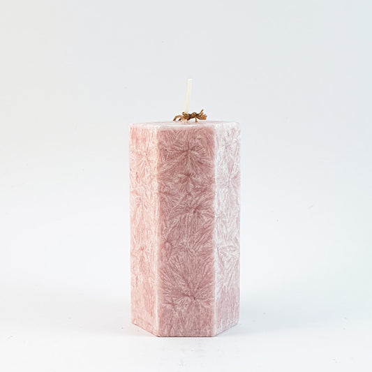 Stearin lace candle ⌀ 5x10 cm, light pink