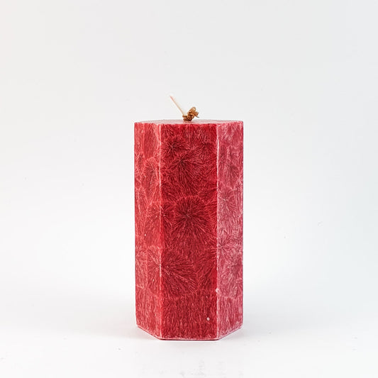 Stearin lace candle ⌀ 5x10 cm, red