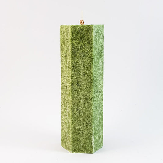 Stearin lace candle ⌀ 5x15 cm, green