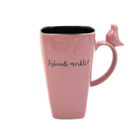 Ceramic mug "Enjoy the moment", old pink